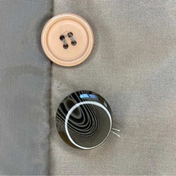 Vintage 80s Windsor Bay Belted Balloon Sleeve Trench Coat - Iridescent Champagne - Picture 11 of 16